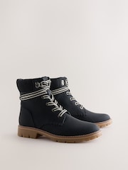 黑色 - Casual Lace-Up Ankle Boots - 图片8 / 11
