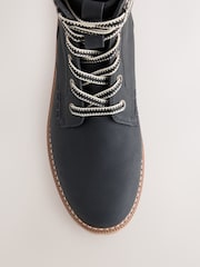 黑色 - Casual Lace-Up Ankle Boots - 图片9 / 11