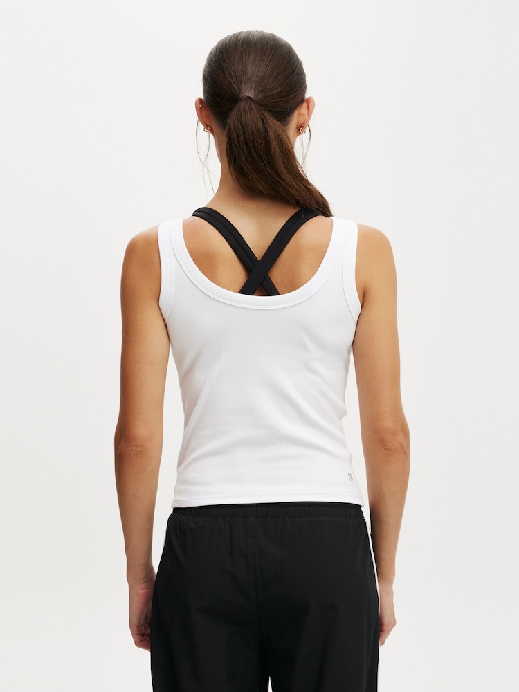 Cotton On White Active Rib Tank - Image 2 of 4