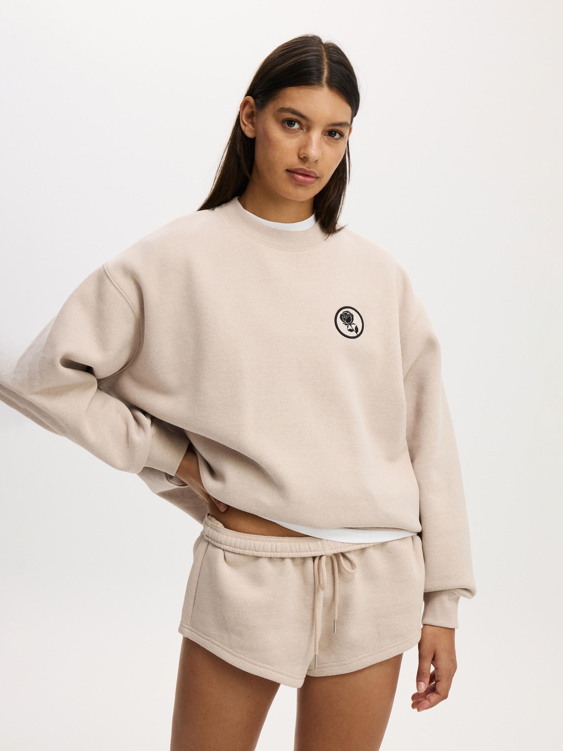 Buy Cotton On Natural Plush Graphic Crew Sweatshirt from Next USA