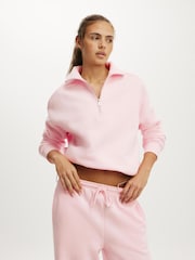 Cotton On Pink Plush Half Zip Sweatshirt - Image 1 of 5