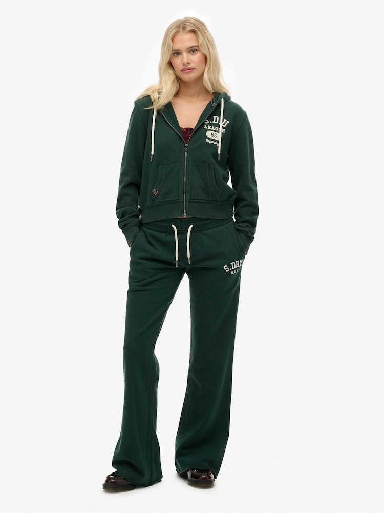 Superdry Green Athletic Emb Flare Joggers - Image 1 of 8
