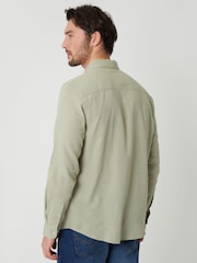 Threadbare Green Long Sleeve Linen Blend Shirt - Image 2 of 4