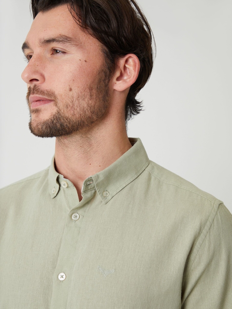 Threadbare Light Green Long Sleeve Linen Blend Shirt - Image 5 of 5 Threadbare Light Green Long Sleeve Linen Blend Shirt - Image 5 of 5