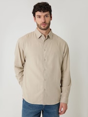 Threadbare Natural Relaxed Fit Linen Blend Shirt - Image 1 of 4