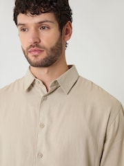 Threadbare Natural Relaxed Fit Linen Blend Shirt - Image 4 of 4