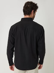 Threadbare Black Relaxed Fit Linen Blend Shirt - Image 2 of 5
