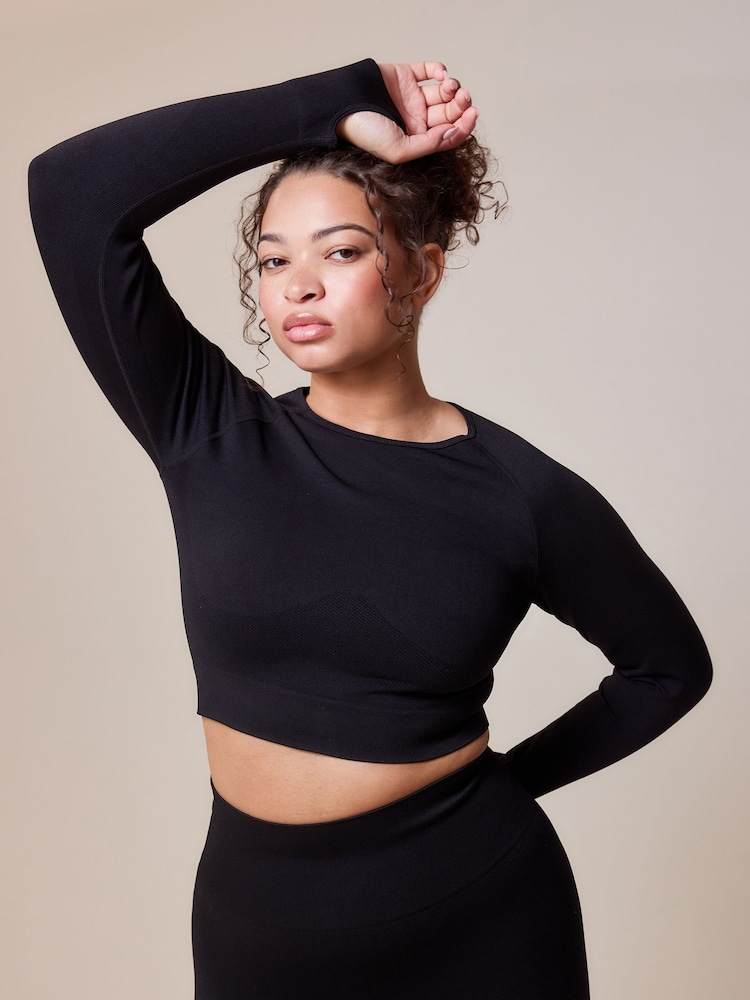 LOVALL Black Sculpt Seamless Long Sleeve Top - Image 1 of 6