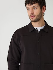 Threadbare Black Popper Fastening Cropped Fit Shacket - Image 4 of 5