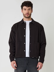 Threadbare Black Popper Fastening Cropped Fit Shacket - Image 5 of 5