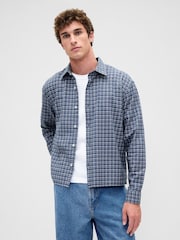 Gap Blue Relaxed Straight-Hem Oxford Shirt - Image 1 of 4