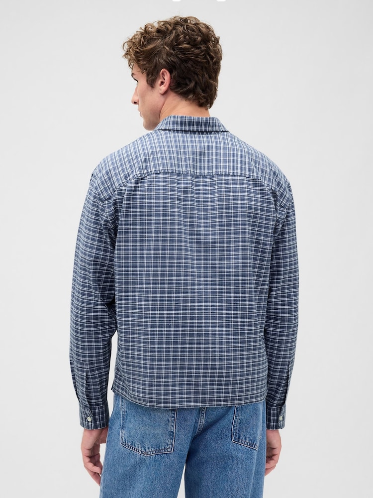 Gap Blue Relaxed Straight-Hem Oxford Shirt - Image 2 of 4 Gap Blue Relaxed Straight-Hem Oxford Shirt - Image 2 of 4