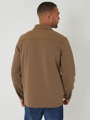 Threadbare Brown Pique Popper Fastening Shacket - Image 2 of 4