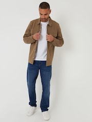 Threadbare Brown Pique Popper Fastening Shacket - Image 3 of 4