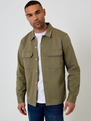 Threadbare Green Pique Popper Fastening Shacket - Image 1 of 5