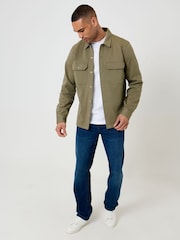 Threadbare Green Pique Popper Fastening Shacket - Image 3 of 5