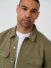 Threadbare Green Pique Popper Fastening Shacket - Image 4 of 5