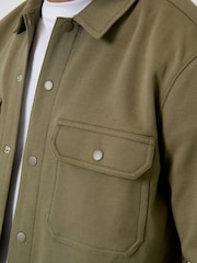Threadbare Green Pique Popper Fastening Shacket - Image 5 of 5