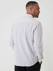Threadbare Natural Stripe Linen Long Sleeve Shirt - Image 2 of 4
