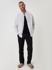 Threadbare Natural Stripe Linen Long Sleeve Shirt - Image 3 of 4