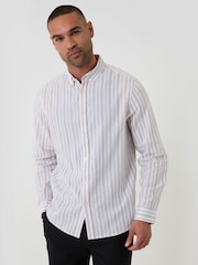 Threadbare Natural Stripe Linen Long Sleeve Shirt - Image 4 of 4