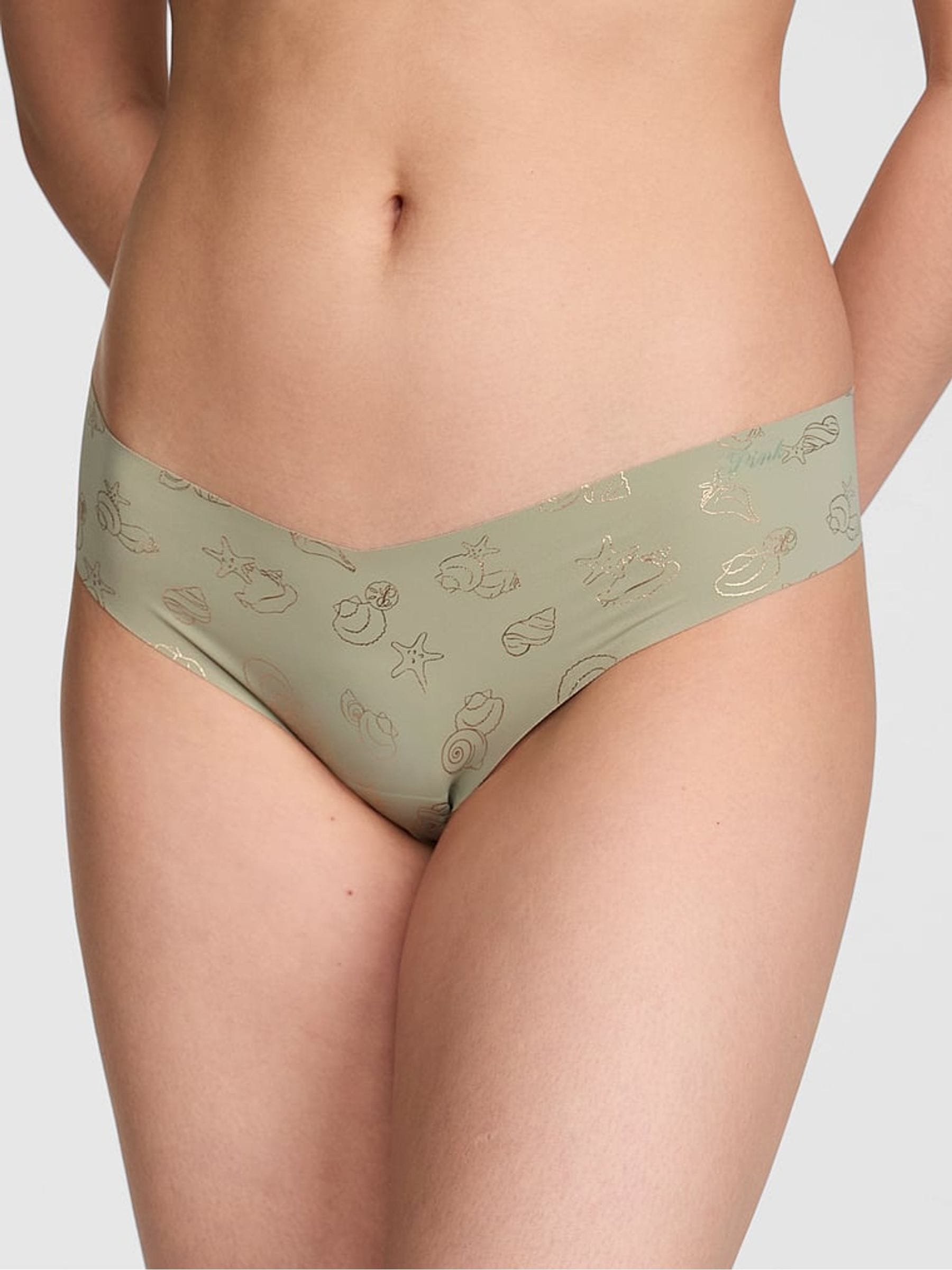 Victoria's Secret PINK Green Shells Thong No Show Knickers
