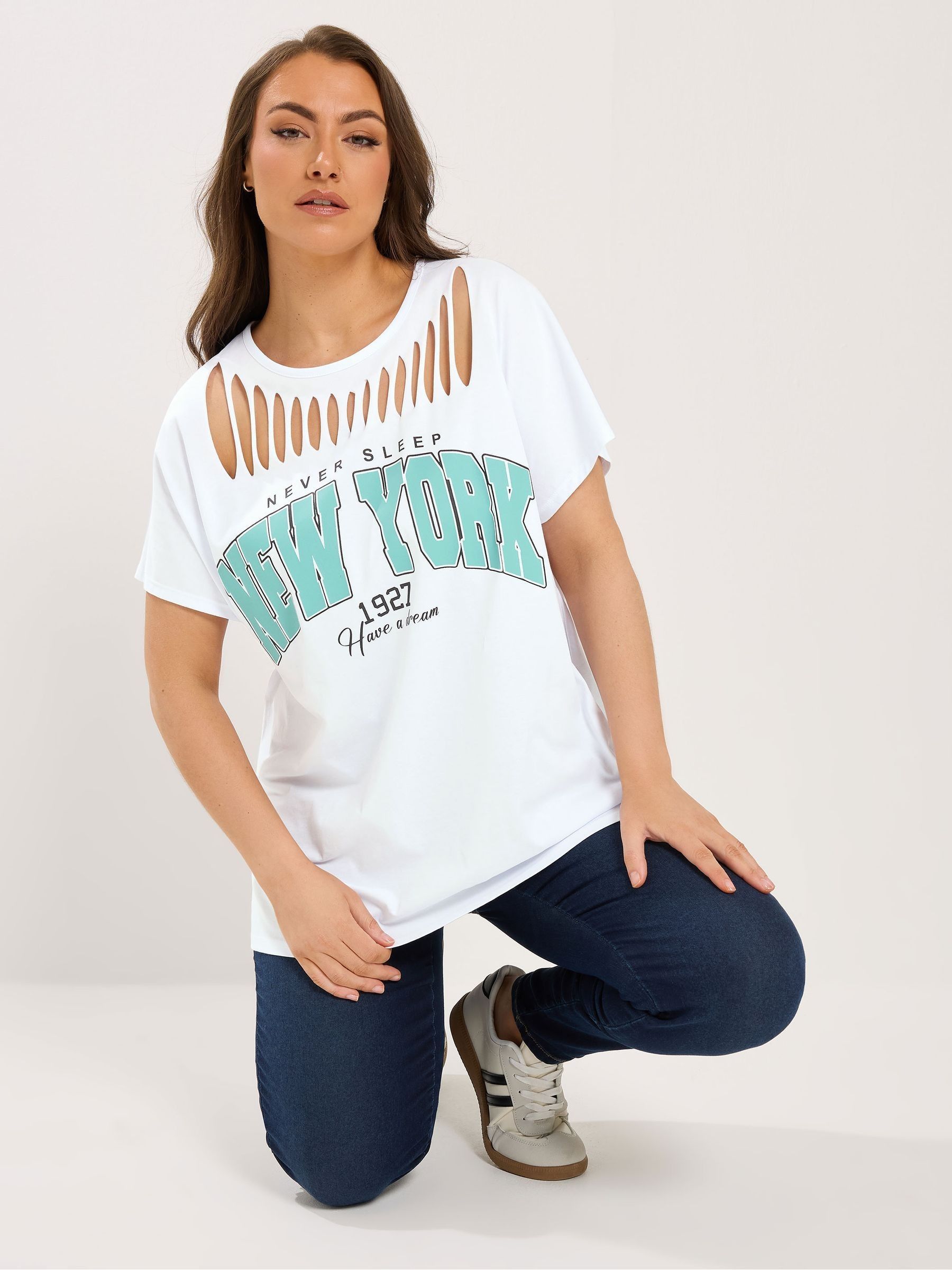 Buy Yours Curve White Logo Slash Detail Top from Next USA
