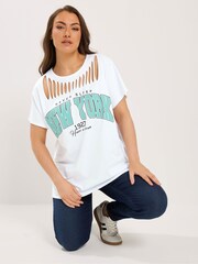 Yours Curve White Logo Slash Detail Top - Image 1 of 5