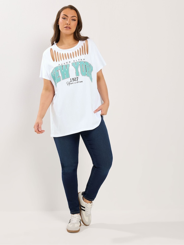 Yours Curve White Logo Slash Detail Top - Image 2 of 5