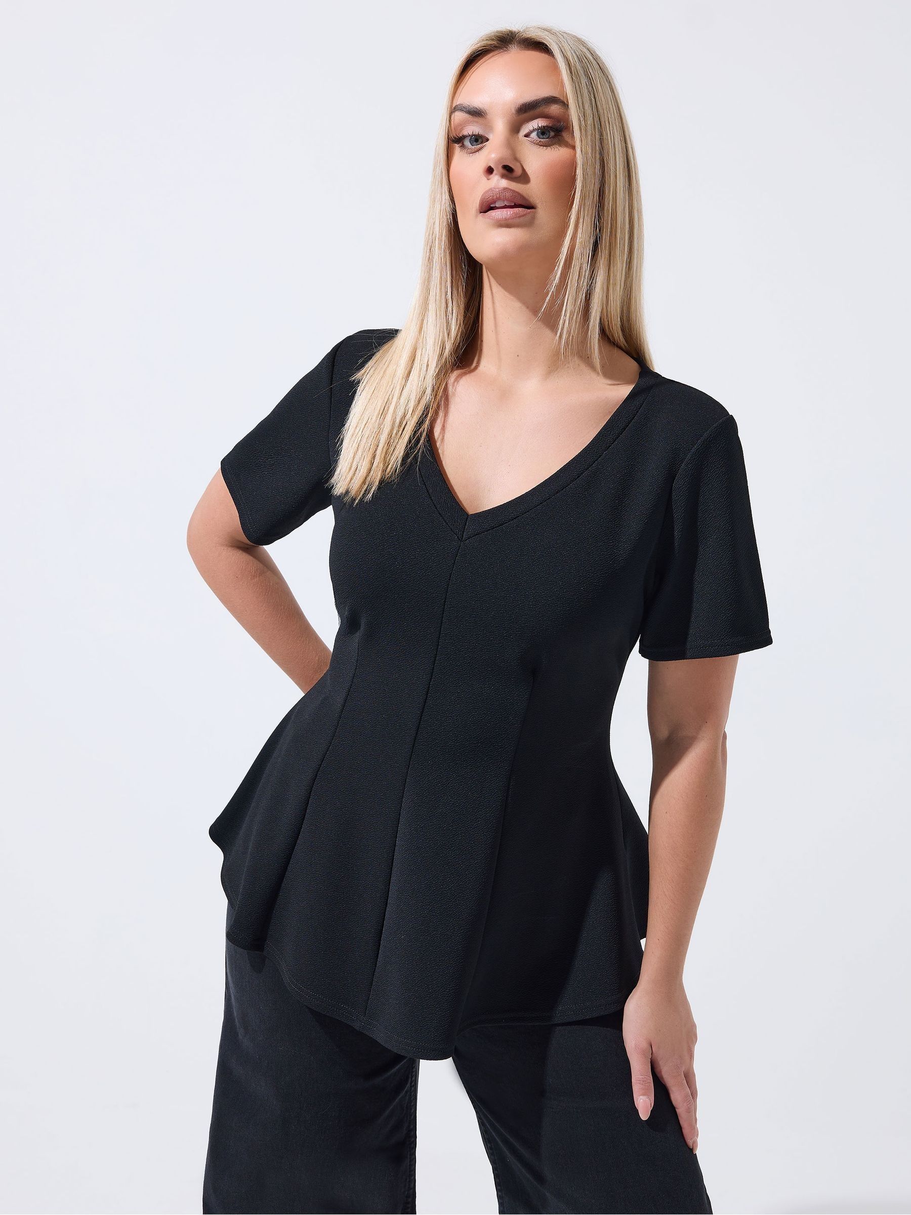 Yours Women's V-Neck Corset Top in Black | Size: 22-24 - Image 1