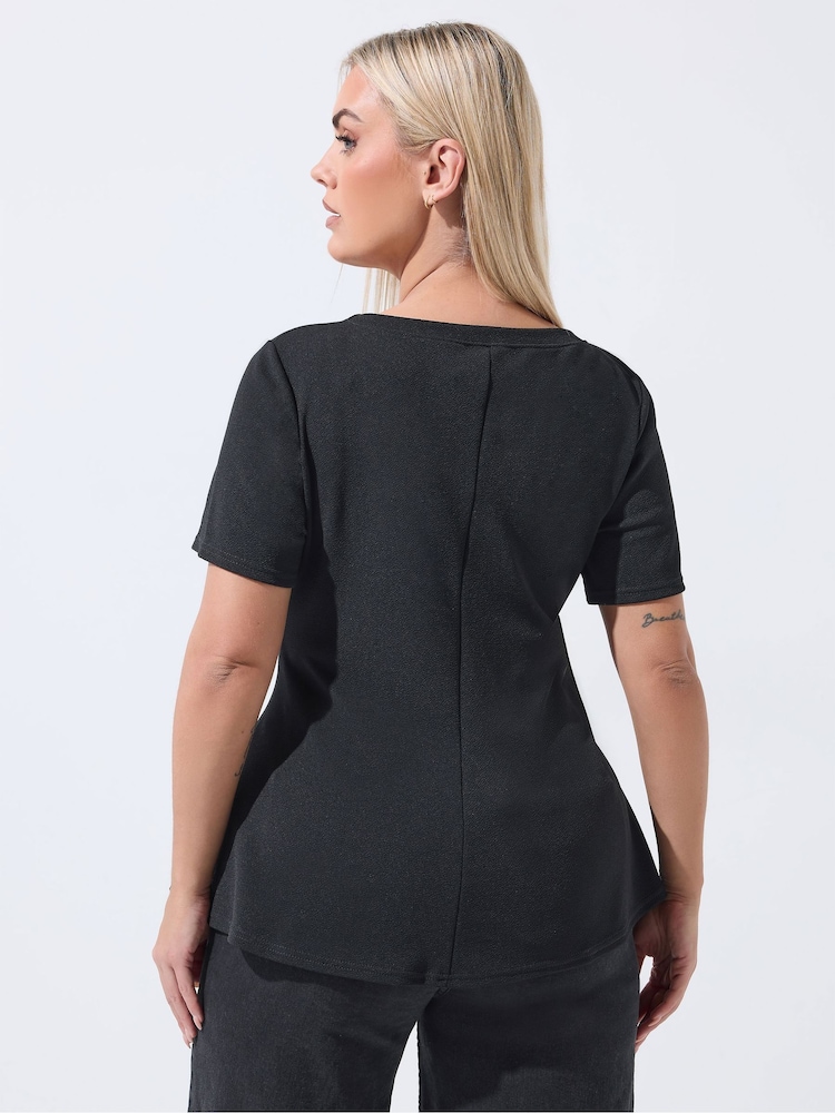 Yours Curve Black Limited V Neck Corset Shaping Top - Image 2 of 5