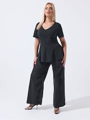 Yours Curve Black Limited V Neck Corset Shaping Top - Image 3 of 5