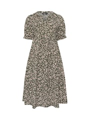 Yours Curve Green Notch Neck Tiered Dress - Image 5 of 5