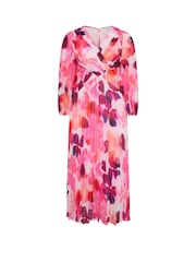 Yours Curve Pink London Long Sleeve Pleated Maxi Dress - Image 5 of 5