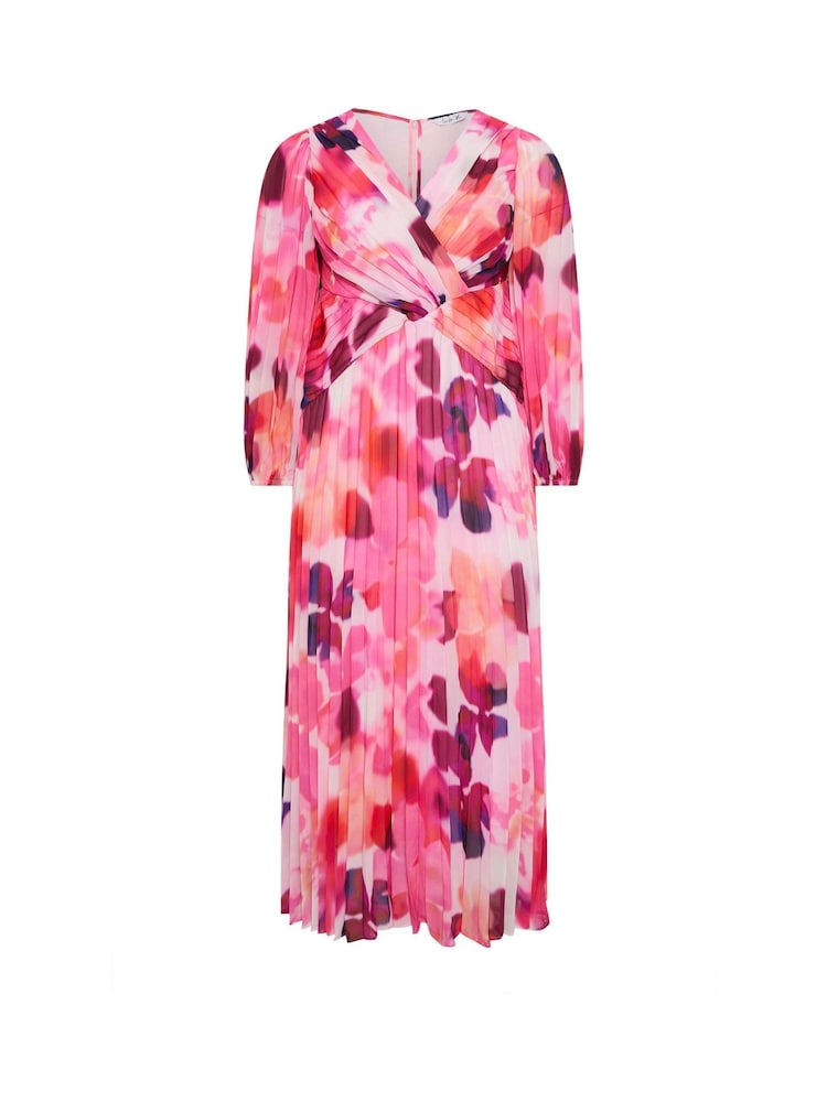 Yours Curve Pink London Long Sleeve Pleated Maxi Dress - Image 5 of 5