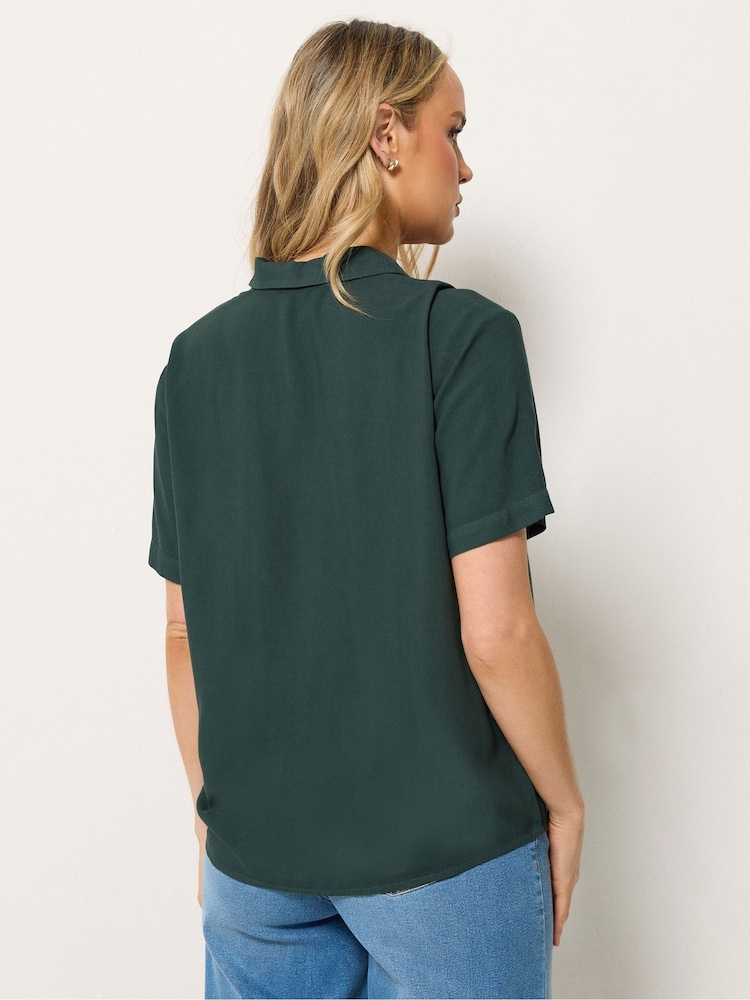 Long Tall Sally Green Acid Wash Pocket Shirt - Image 2 of 5