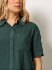 Long Tall Sally Green Acid Wash Pocket Shirt - Image 4 of 5