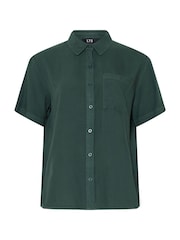 Long Tall Sally Green Acid Wash Pocket Shirt - Image 5 of 5