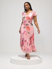 Yours Curve Pink London Floral Godet Maxi Dress - Image 1 of 5