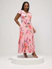 Yours Curve Pink London Floral Godet Maxi Dress - Image 2 of 5