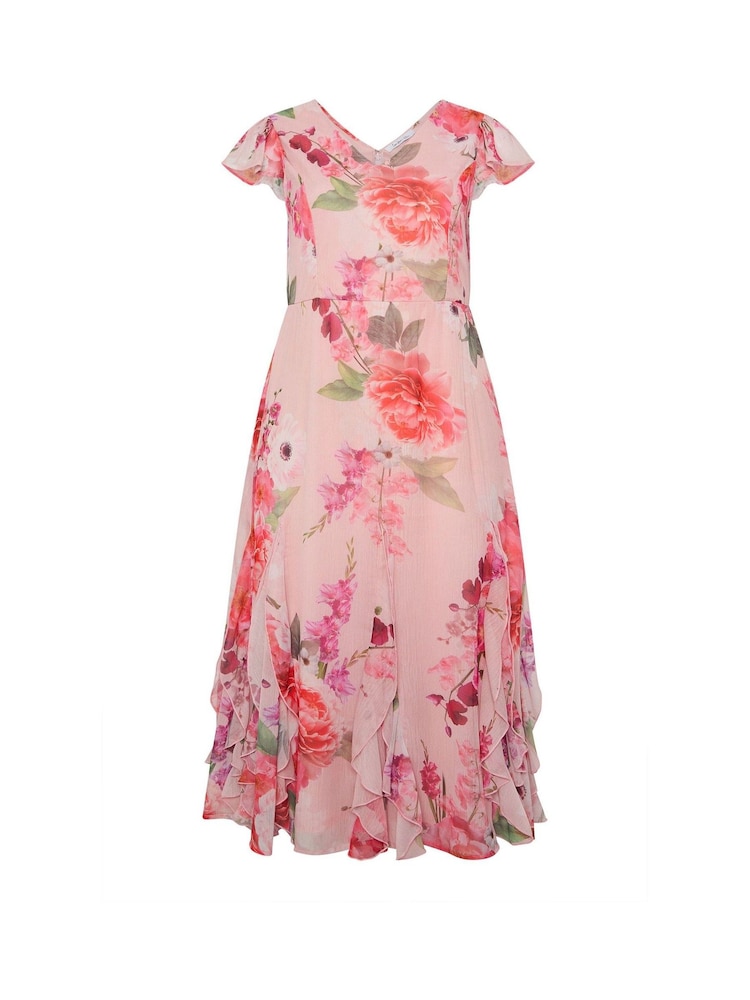 Yours Curve Pink London Floral Godet Maxi Dress - Image 5 of 5