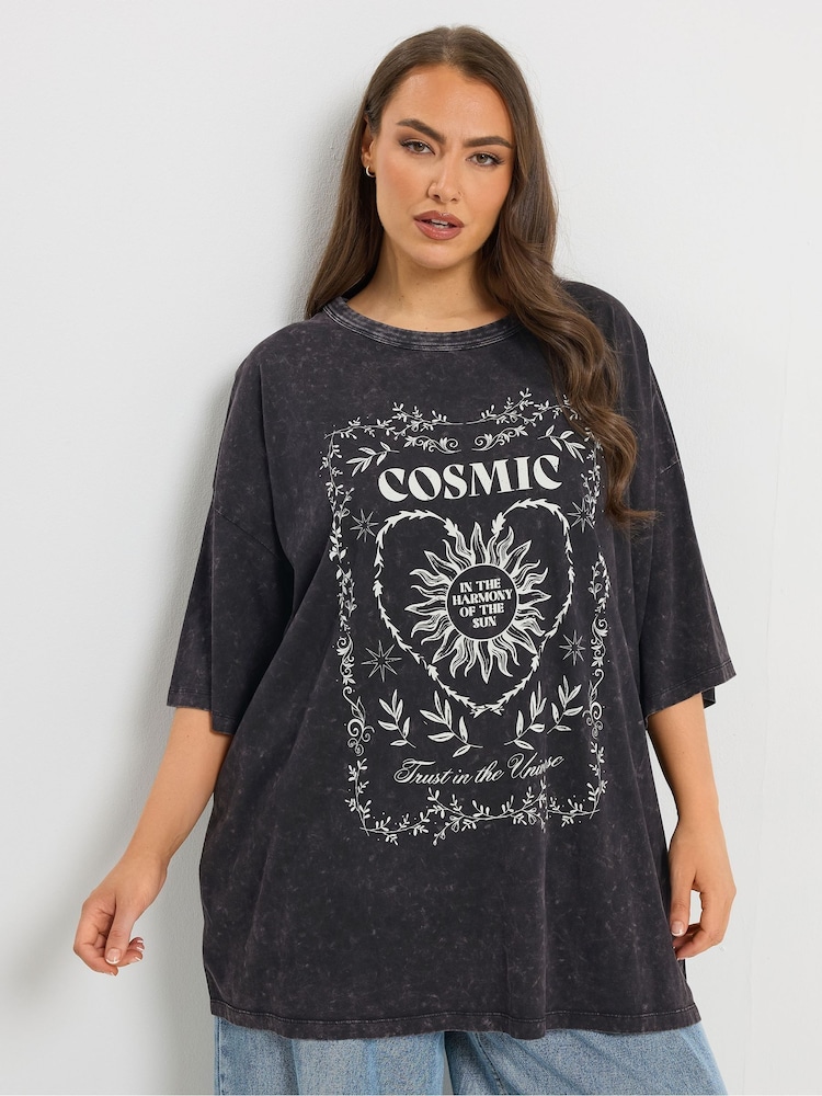 Yours Curve Grey Boxy T-Shirt - Image 1 of 4 Yours Curve Grey Boxy T-Shirt - Image 1 of 4