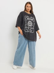 Yours Curve Grey Boxy T-Shirt - Image 2 of 4