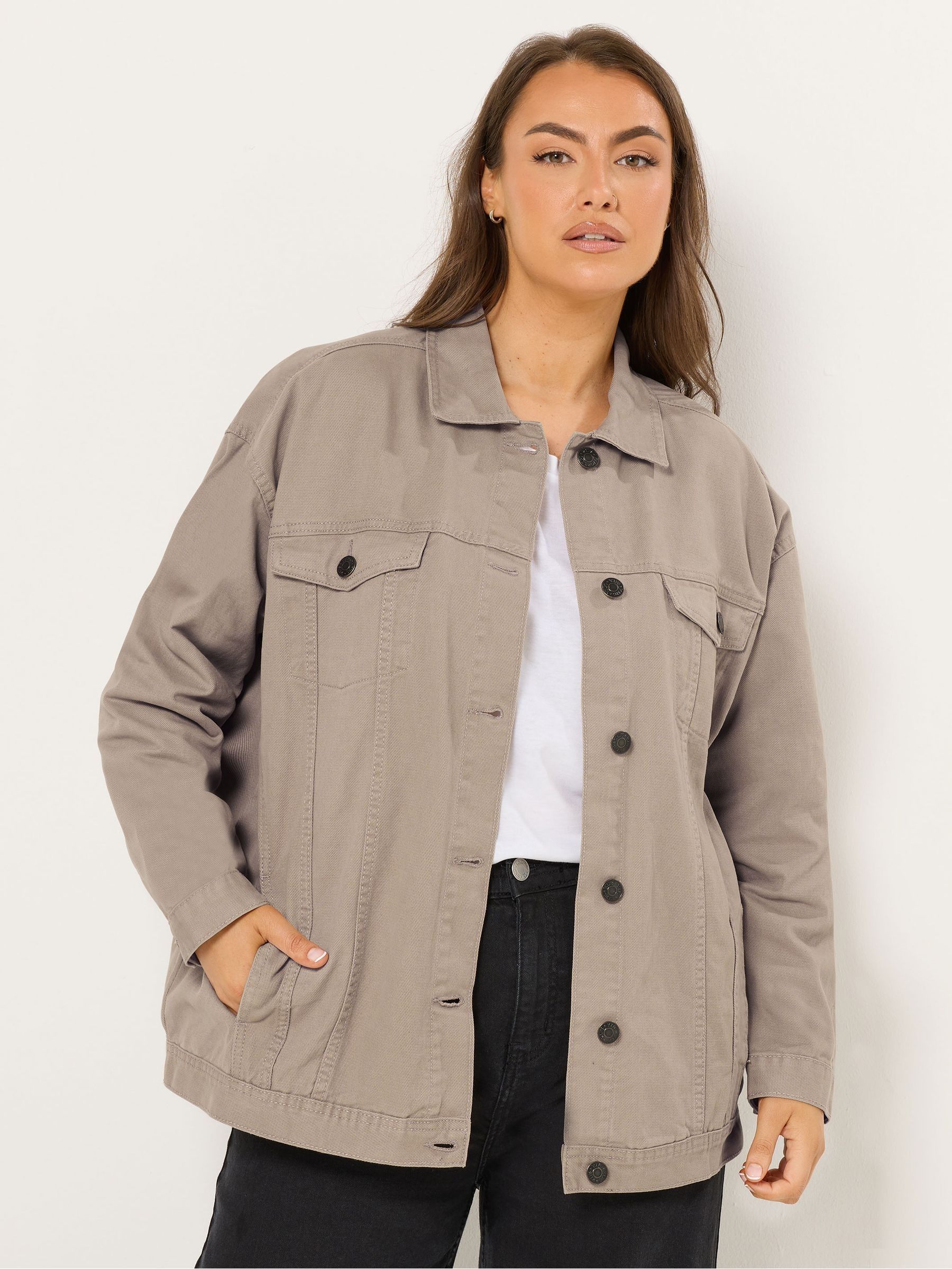 Yours Curve Women's Brown Oversized Denim Jacket