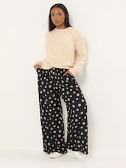 Yours Curve Black Polka Dot Print Trousers - Image 2 of 5
