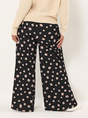 Yours Curve Black Polka Dot Print Trousers - Image 3 of 5