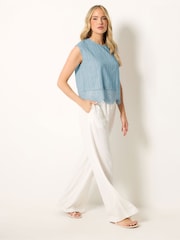 Long Blue Open Lace Button Through Shirt - Image 2 of 4