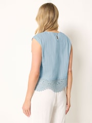 Long Blue Open Lace Button Through Shirt - Image 3 of 4