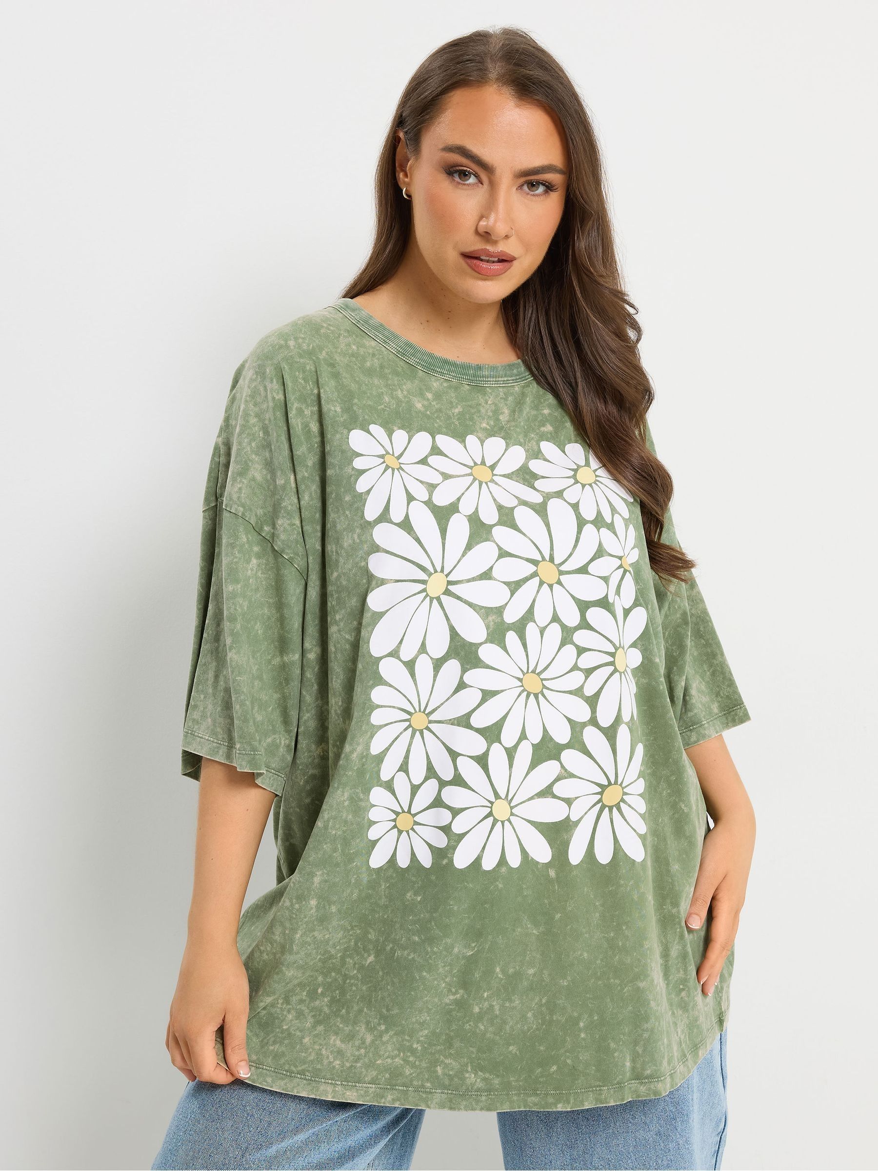 Yours Curve Women's Green Boxy T-Shirt