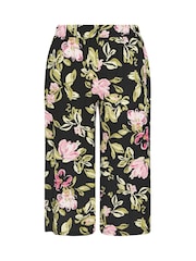 أسود زهور - Yours Curve Jersey Culotte Trousers - صورة 5 من 5